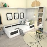Cama Infantil Montessoriana Solteiro Lua Yescasa Branco/preto