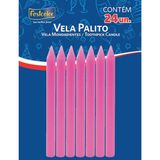 Vela Para Aniversario Palito Rosa C/24 Unidades Festcolor