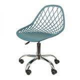 Cadeira Para Escritório Eames Kaila Secretária Decorativa 1118 Or Design Azul Petróleo