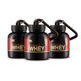 Kit 3x Porta Whey Protein E Suplementos Gold Funil Portátil Chaveiro 200ml