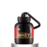 Porta Whey Protein E Suplementos Gold Funil Portátil Chaveiro 200ml