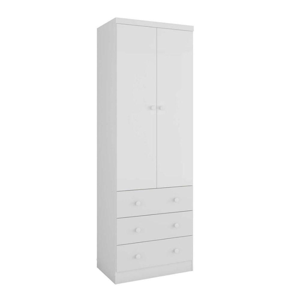 Guarda-roupa Infantil 2 Portas E 3 Gavetas 100% Mdf Smim New Móveis Peroba Branco Brilho