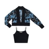 Conjunto Feminino Blusa Com Cardigan Endless Azul Gg