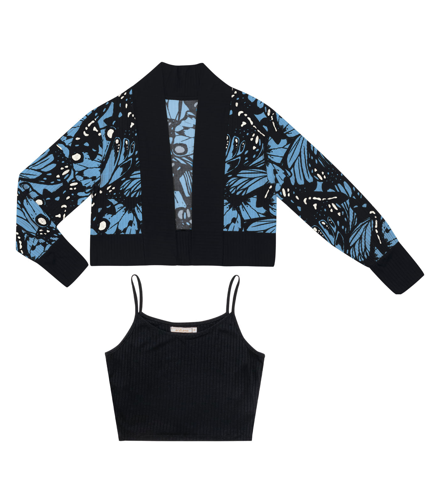 Conjunto Feminino Blusa Com Cardigan Endless Azul Gg