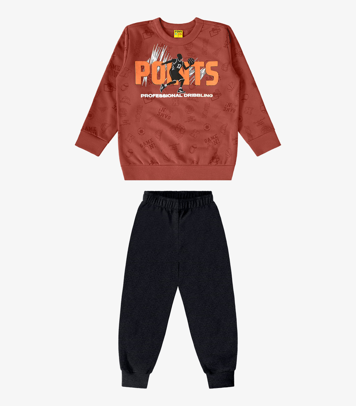 Conjunto Infantil Blusão Com Calça Rovi Kids Laranja 14