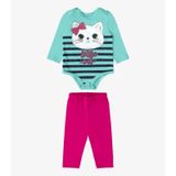 Conjunto Infantil Body Com Legging Rovi Kids Azul P
