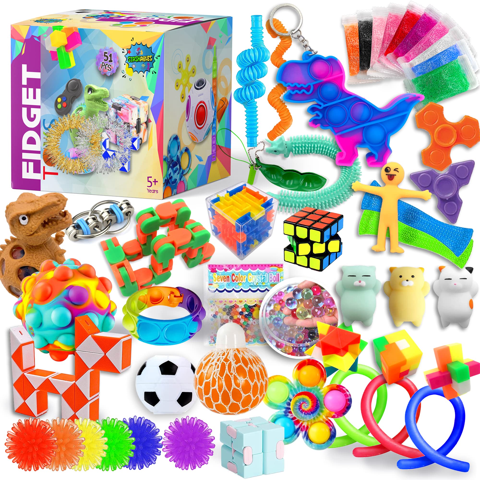 (51 Unidades) Pacote De Brinquedos Fidget Stashables Popits Fidgets Set ...