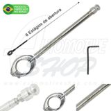 Antena Corta Pipa Moto Retrátil Guidao Aço Inox 7/8' Prata