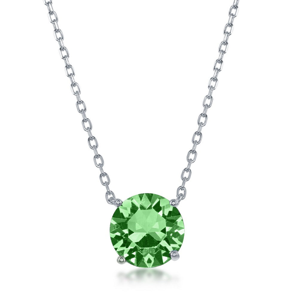 Prata Esterlina 8mm Peridot Agosto Swarovski Element Colar