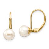 14k 7-7.5mm Pearl Leverback Montagem Do Brinco