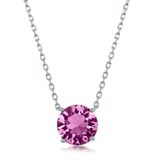 Prata Esterlina 8mm Rosa Outubro Swarovski Element Colar