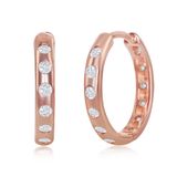 Brincos De Aro Sterling Silver 18mm Cz - Ouro Rosa Banhado