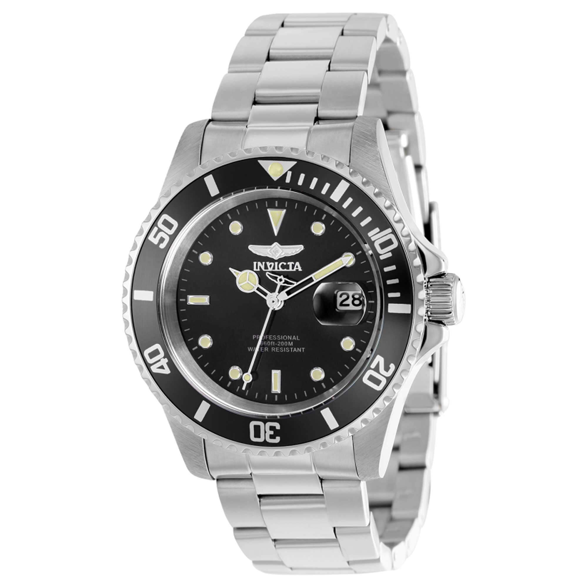 Invicta 37155 Masculino Pro Diver Prata Tonal, Moldura Preto Quart