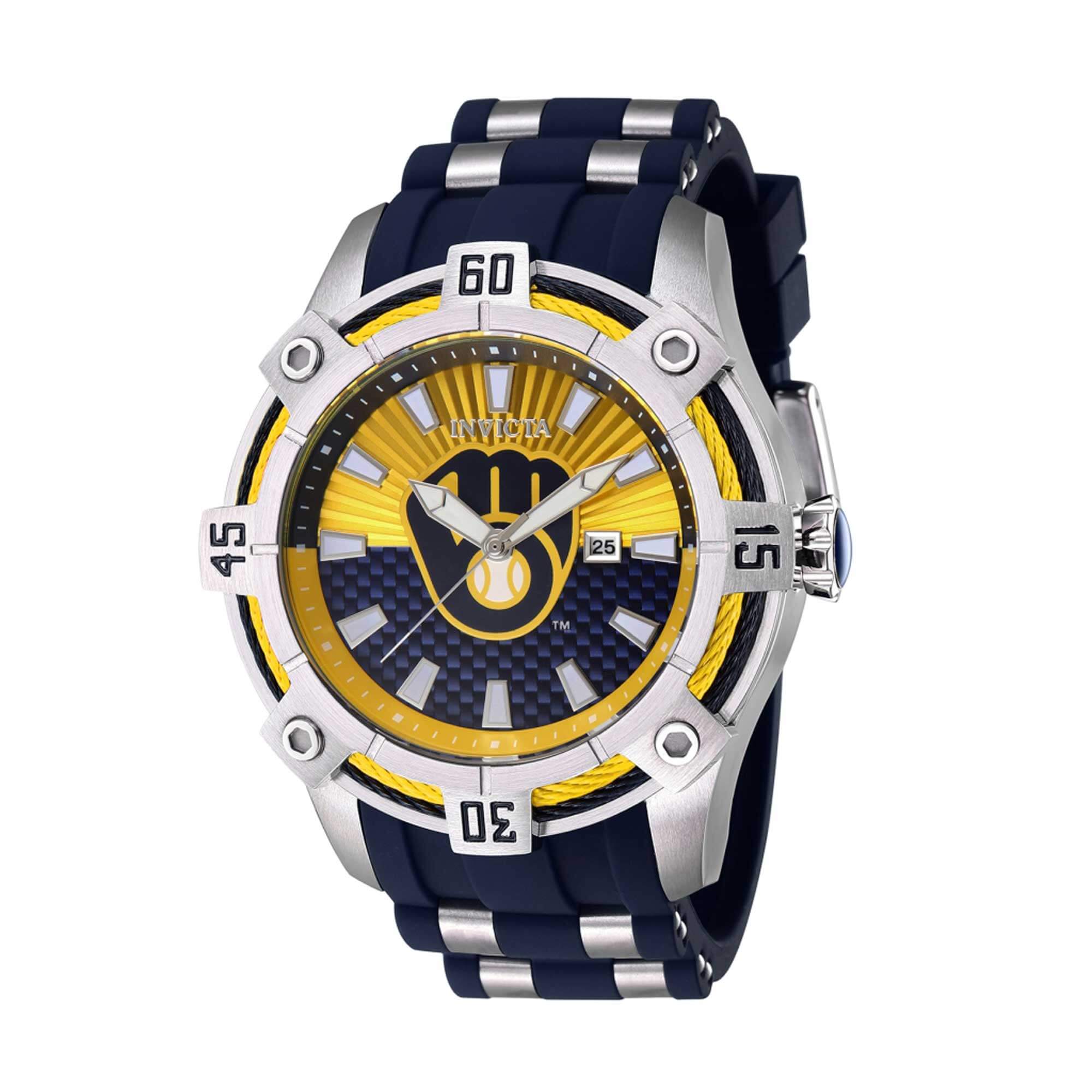 Invicta 43274 Relógio De Cinta De Quartzo Masculino Mlb Milwaukee Brewers