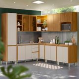 Cozinha Modulada De Canto Completa 9 Peças 14 Portas 100% Mdf Nature Off White Mires Shop Jm