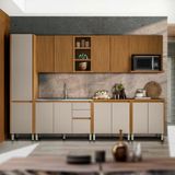 Cozinha Modulada Com Aéreos Ripados 7 Peças 13 Portas 100% Mdf Nature Off White Mires Shop Jm