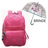 Mochilas Tiracolo Coloridas De Costas Volta As Aulas Com Chaveiro + Guarda Chuva Infantil Transparente Com Unicórnio Sup