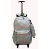 Mochila Com Rodas Juvenil Estampada De Urso Com Estojo Volta As Aulas