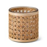 Porta Velas Em Vidro Com Fibra Natural - 8cm