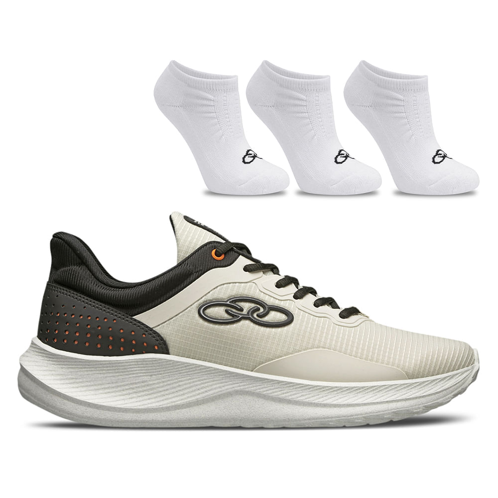 Kit 1 Tênis Masculino  Zex Olympikus E Meia Cano Invisível - Pacote Com 3 Pares