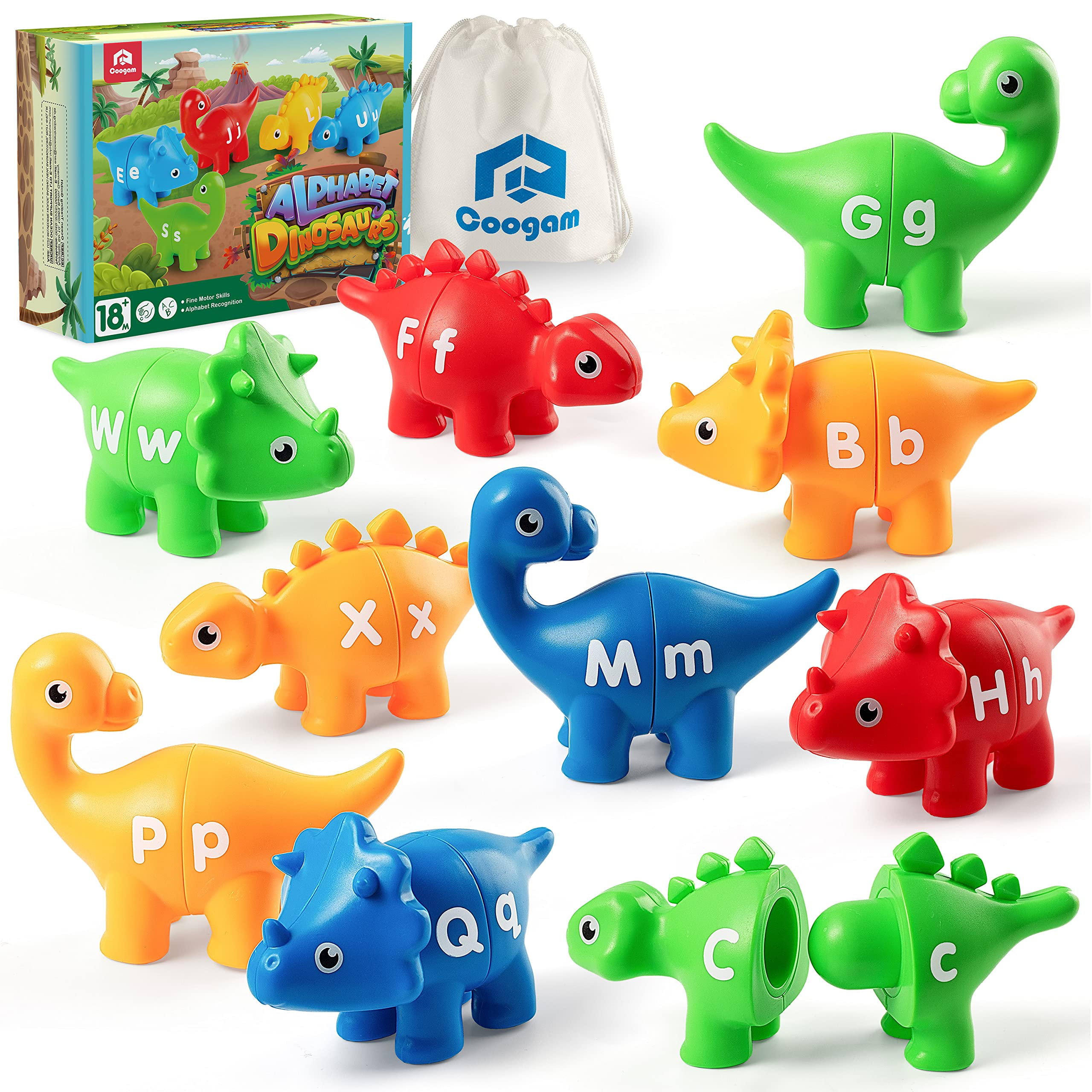 Brinquedo Alphabet Matching Coogam Dinosaur Com 26 Unidades Para Crianças Pequenas