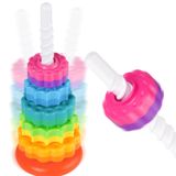 Brinquedo Giratório Empilhável Nitoy Rainbow Tower Para Crianças