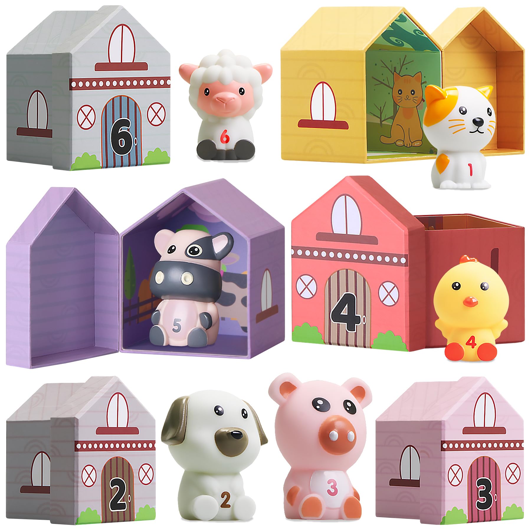 Brinquedo Didático Teekdeer Farm Animals, 12 Unidades Para Crianças De 1 A 3 Anos