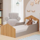 Cama Montessoriana Com Colchão Infantil Cinza Nature Casinha Permóbili