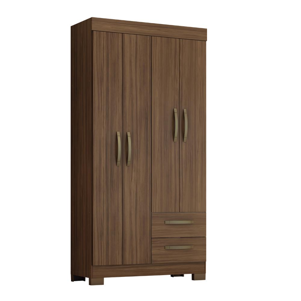 Guarda-roupa Com 4 Portas E 2 Gavetas Nt6010 Nogal Notável Móveis