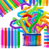 Brinquedo Sensorial Fidget Pop Tubes Sanfensugar, Pacote Com 72 Unidades, Para Crianças E