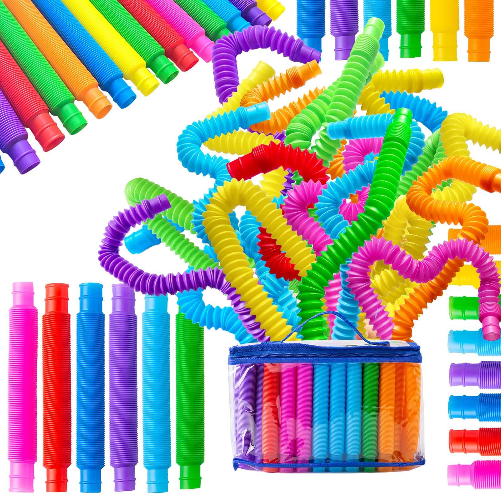 Brinquedo Sensorial Fidget Pop Tubes Sanfensugar, Pacote Com 72 Unidades, Para Crianças E