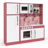 Cozinha Infantil Diana Com Geladeira Em Mdf Branco/rosa - Ofertamo