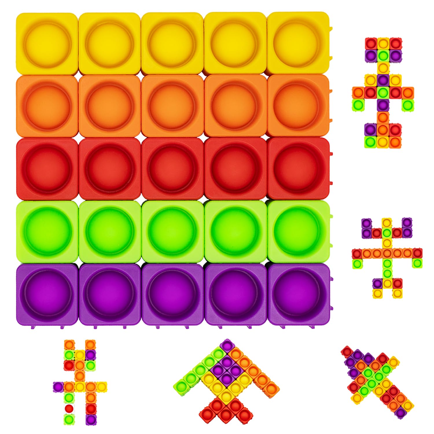 Brinquedo De Bolha De Silicone Sensory Fidget Blocks, 25 Peças Para Crianças/adultos