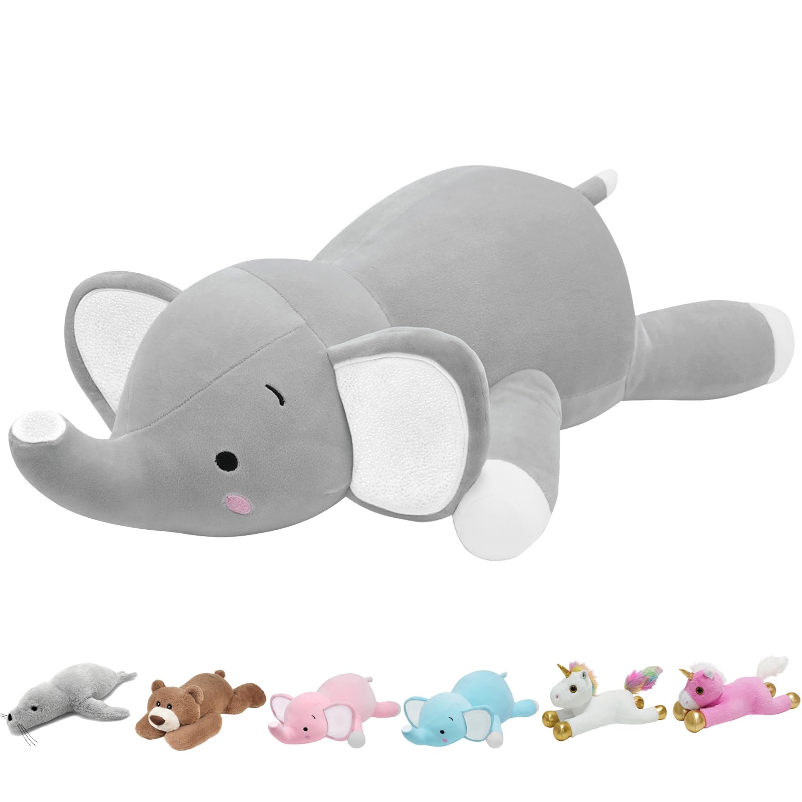 Bicho De Pelúcia Pesado Csvbtrf Elefante 23 Cm 1,9 Kg Cinza