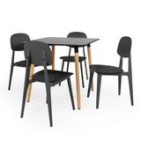 Conjunto Mesa De Jantar Quadrada Eiffel Preta 80x80cm Com 4 Cadeiras Itália - Preto