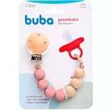 Prendedor De Chupeta Silicone E Bambu Rosa - Buba