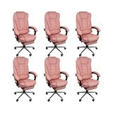 Kit 4 Cadeira Presidente Ergonômica Apoio Para Pés Ajustável - Rosa