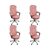 Kit 4 Cadeira Presidente Ergonômica Apoio Para Pés Ajustável - Rosa