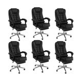 Kit 4 Cadeira Presidente Ergonômica Apoio Para Pés Ajustável - Preto