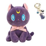Boneca De Pelúcia Lankicos Anime Cartoon Cat 25 Cm Com Chaveiro De Presente