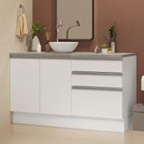 Armário Gabinete Para Banheiro 140cm 2 Portas 3 Gavetas Branco Madesa