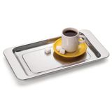 Bandeja Para Cafézinho Retangular Aço Inox 30x17 Cm Café Chá Serviço De Mesa Decorativa Bar Banheiro Casa Cozinha