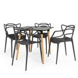 Conjunto Mesa De Jantar Quadrada Eiffel Preta 80x80cm Com 4 Cadeiras Allegra - Preto