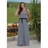 Vestido Longo Regata Listrado Azul Marinho | Pau A Pique Marinho - Xl