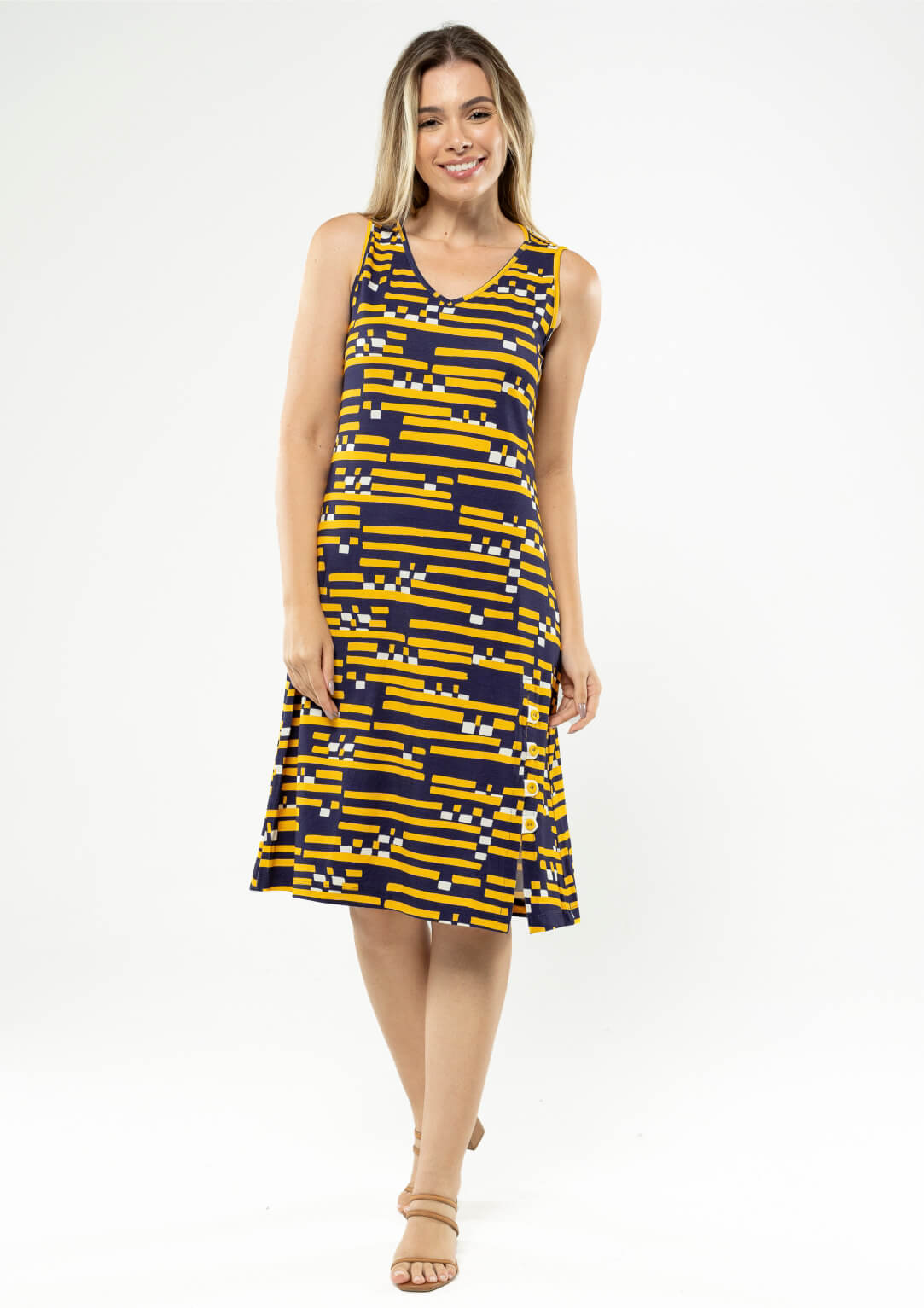 Vestido Regata Estampado Amarelo | Pau A Pique Amarelo - Xl