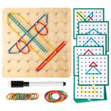 Brinquedo Geoboard Heelwire Montessori De Madeira Para Crianças Com Cartões E