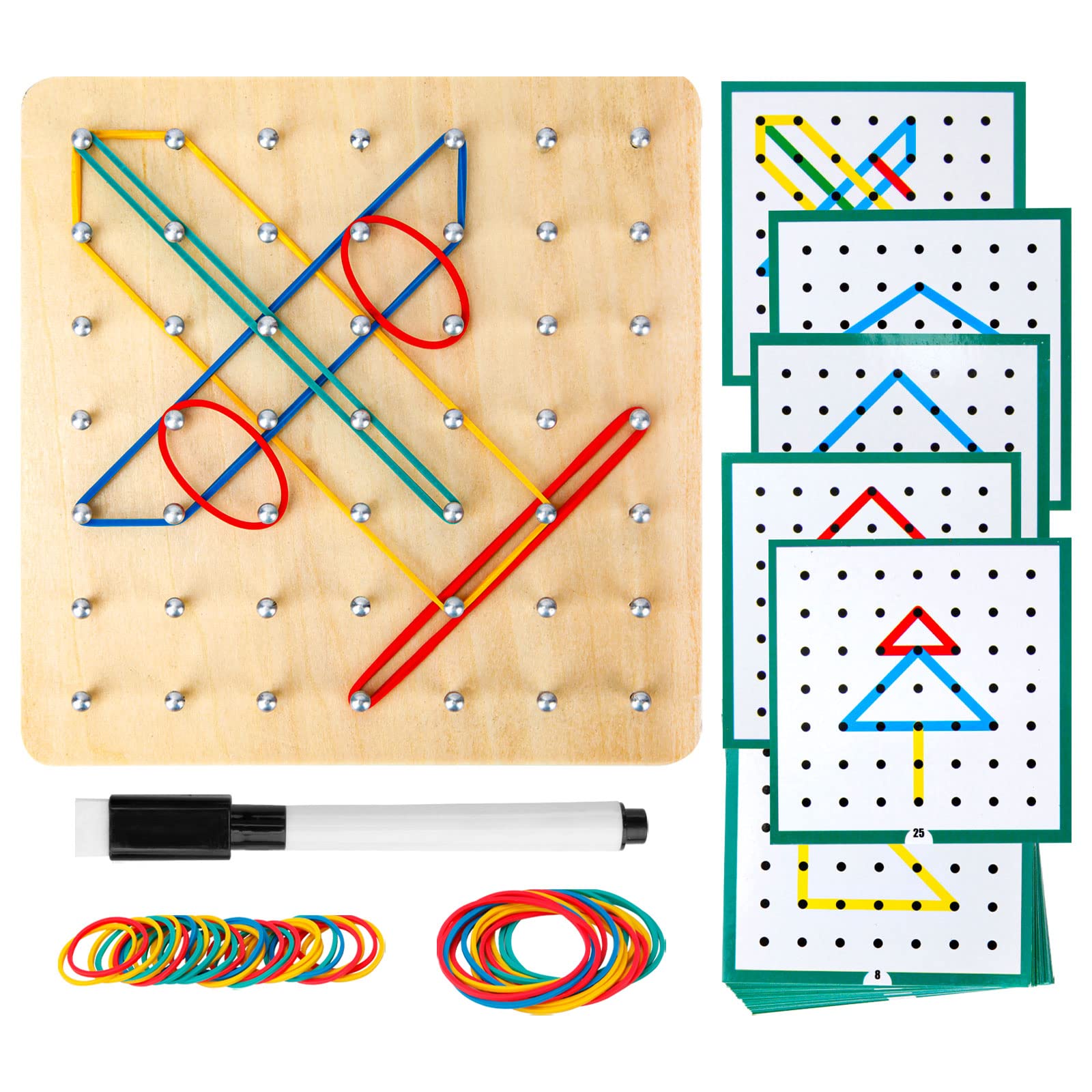 Brinquedo Geoboard Heelwire Montessori De Madeira Para Crianças Com Cartões E