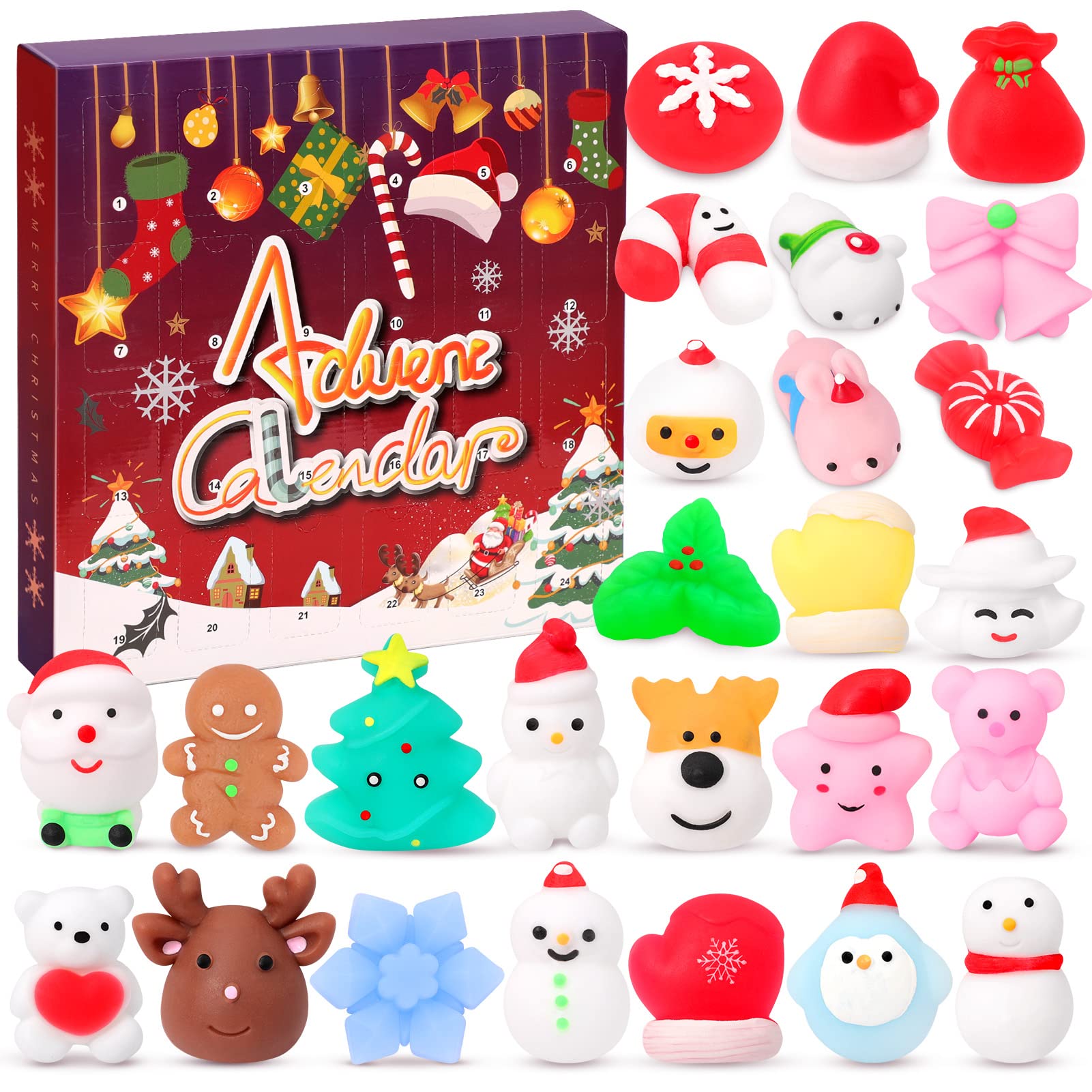 Brinquedo Mochi Squishy De Natal Ndeno, 26 Peças Para Crianças, Stress Rel