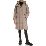 Jaqueta Feminina Dkny Com Capuz E Cardo Comprido Para O Inverno