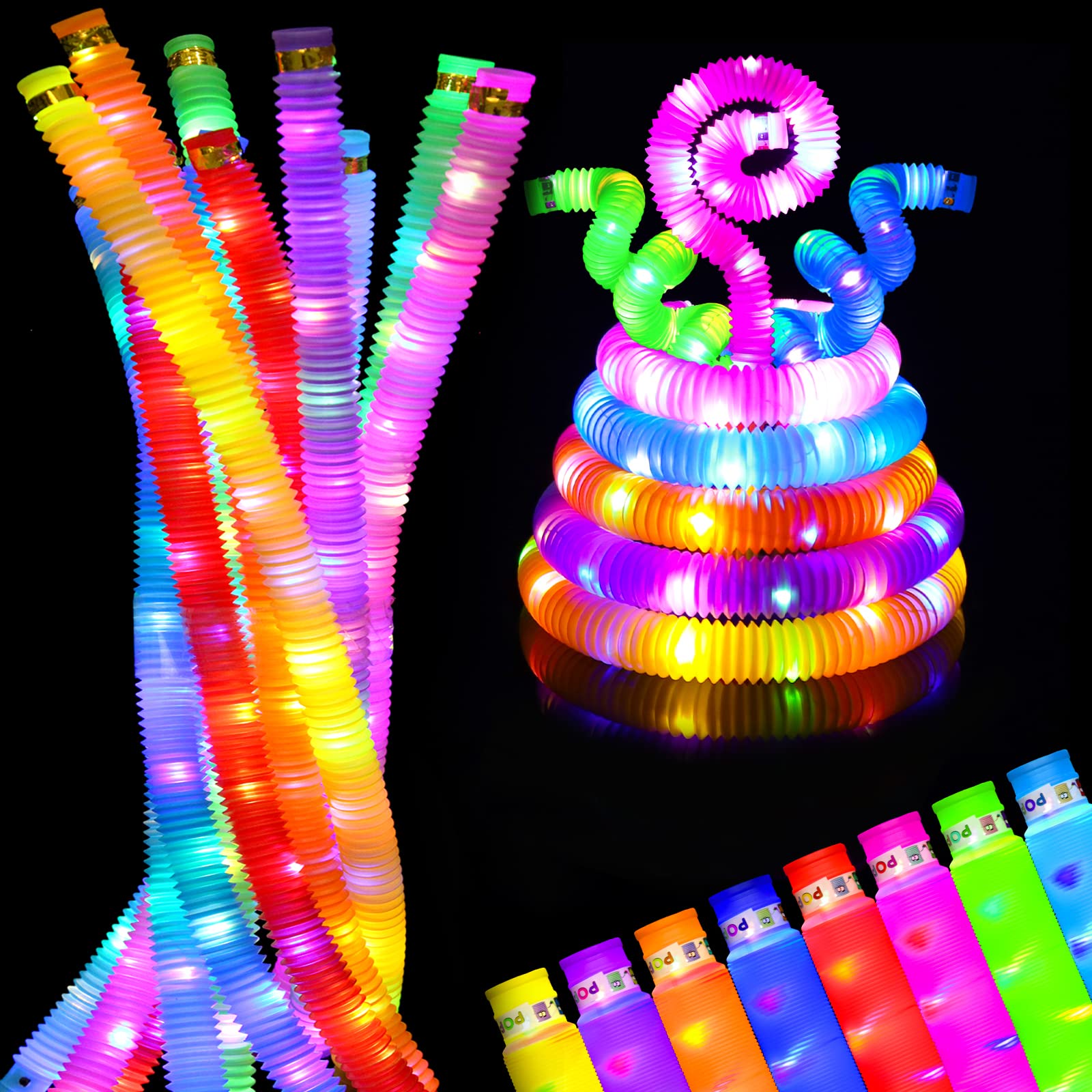 Colar Led Light Up Pop Tubes Glow Sticks, Pulseiras Para Crianças